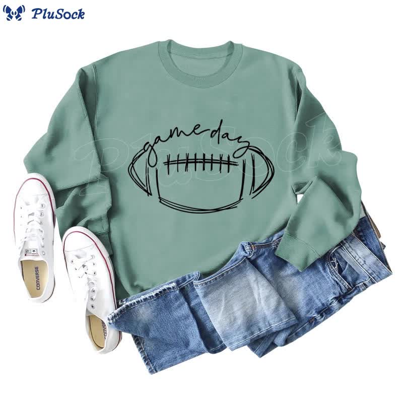 Plus Size Black Game Day Print Sweatshirt