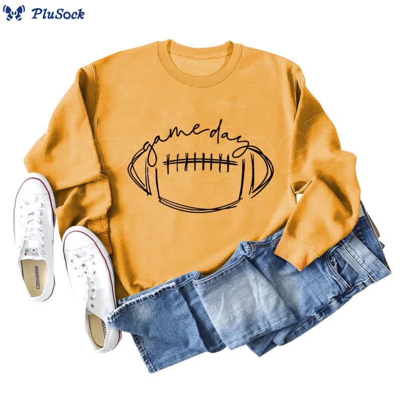 Plus Size Black Game Day Print Sweatshirt