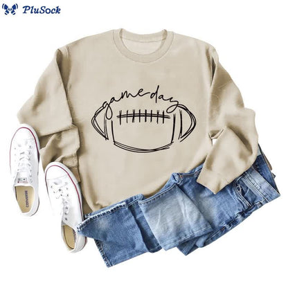 Plus Size Black Game Day Print Sweatshirt