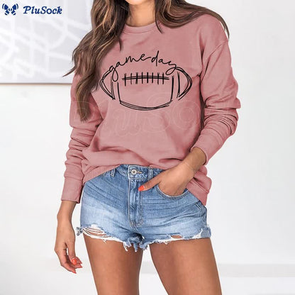 Plus Size Black Game Day Print Sweatshirt