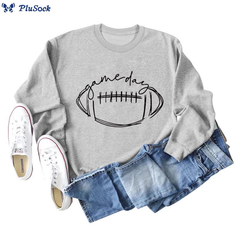 Plus Size Black Game Day Print Sweatshirt