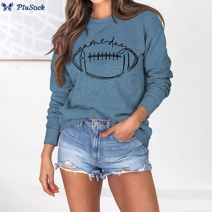 Plus Size Black Game Day Print Sweatshirt