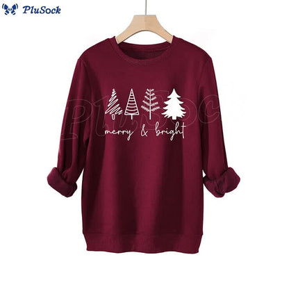 Plus Size Thickened Merry Bright Sweatshirt