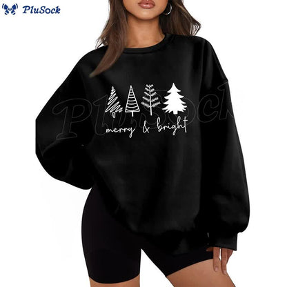 Plus Size Thickened Merry Bright Sweatshirt