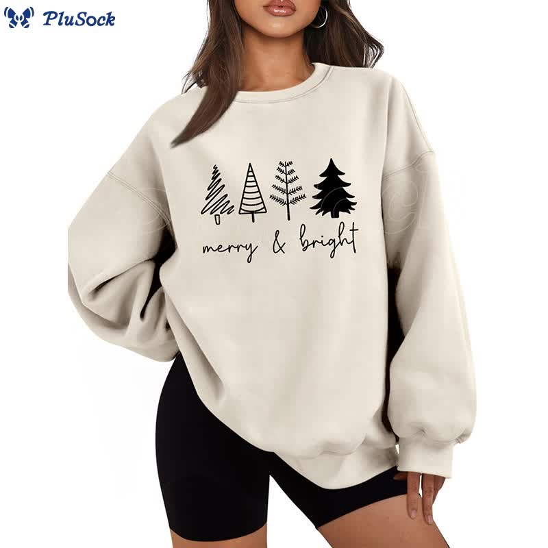 Plus Size Thickened Merry Bright Sweatshirt