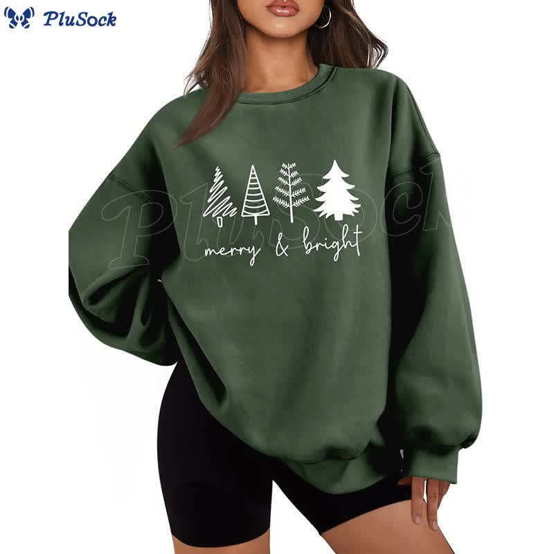 Plus Size Thickened Merry Bright Sweatshirt