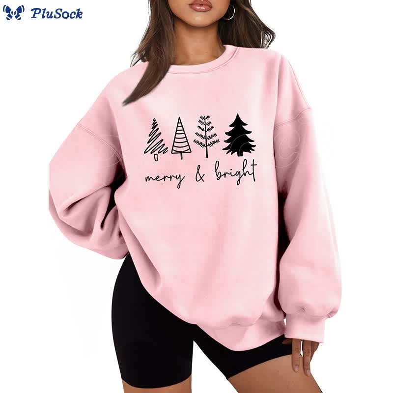 Plus Size Thickened Merry Bright Sweatshirt