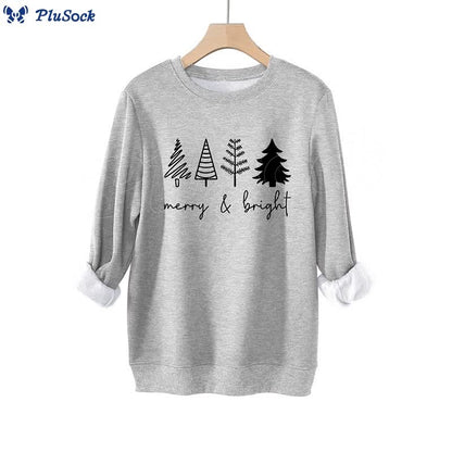 Plus Size Thickened Merry Bright Sweatshirt