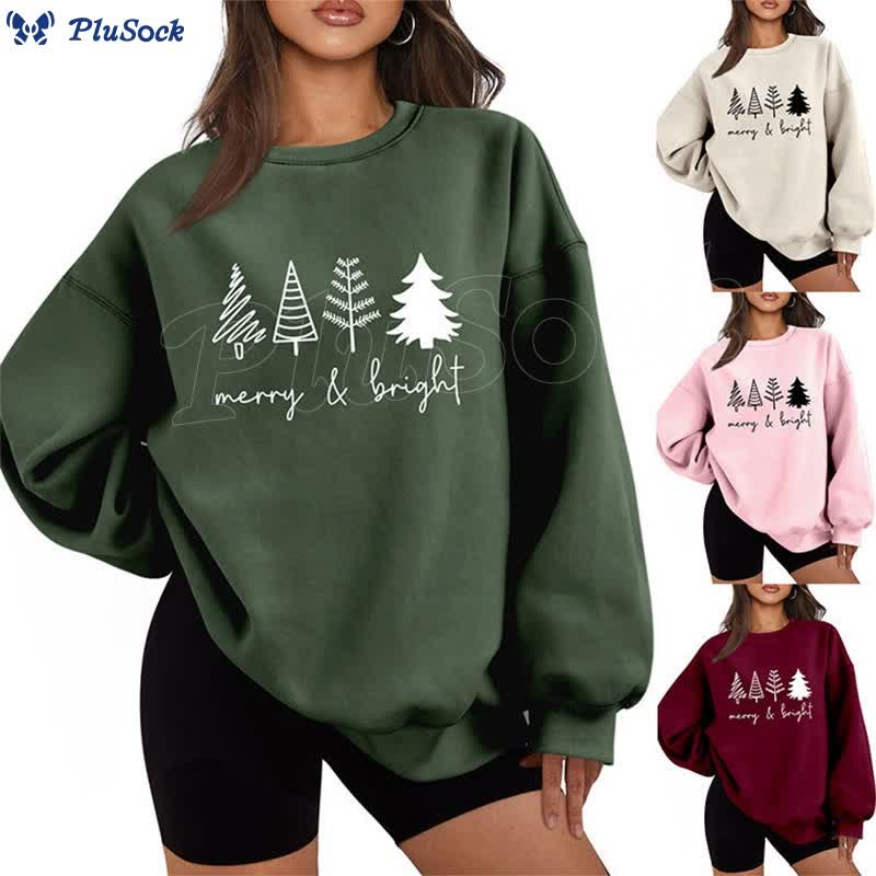 Plus Size Thickened Merry Bright Sweatshirt