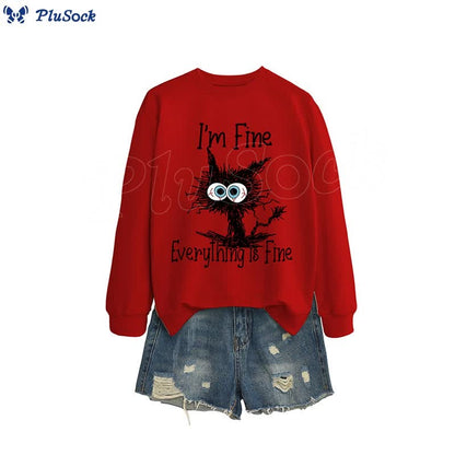 Plus Size Angry Cat Sweatshirt