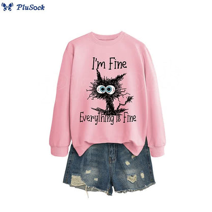 Plus Size Angry Cat Sweatshirt