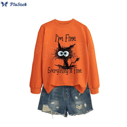 Plus Size Angry Cat Sweatshirt