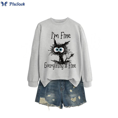 Plus Size Angry Cat Sweatshirt