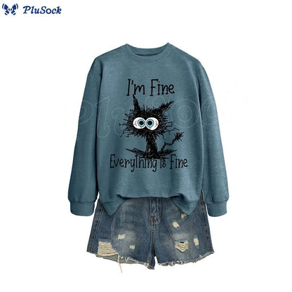 Plus Size Angry Cat Sweatshirt