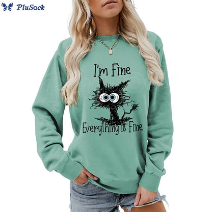 Plus Size Angry Cat Sweatshirt