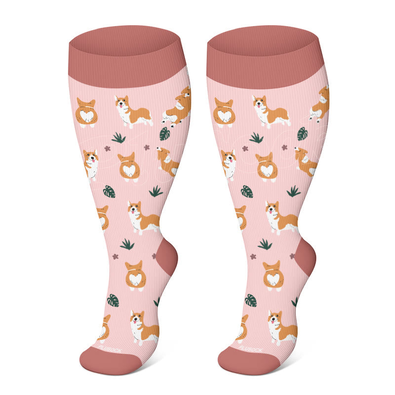 Plus Size Frog Corgi Sheep Compression Socks(3 Pairs)