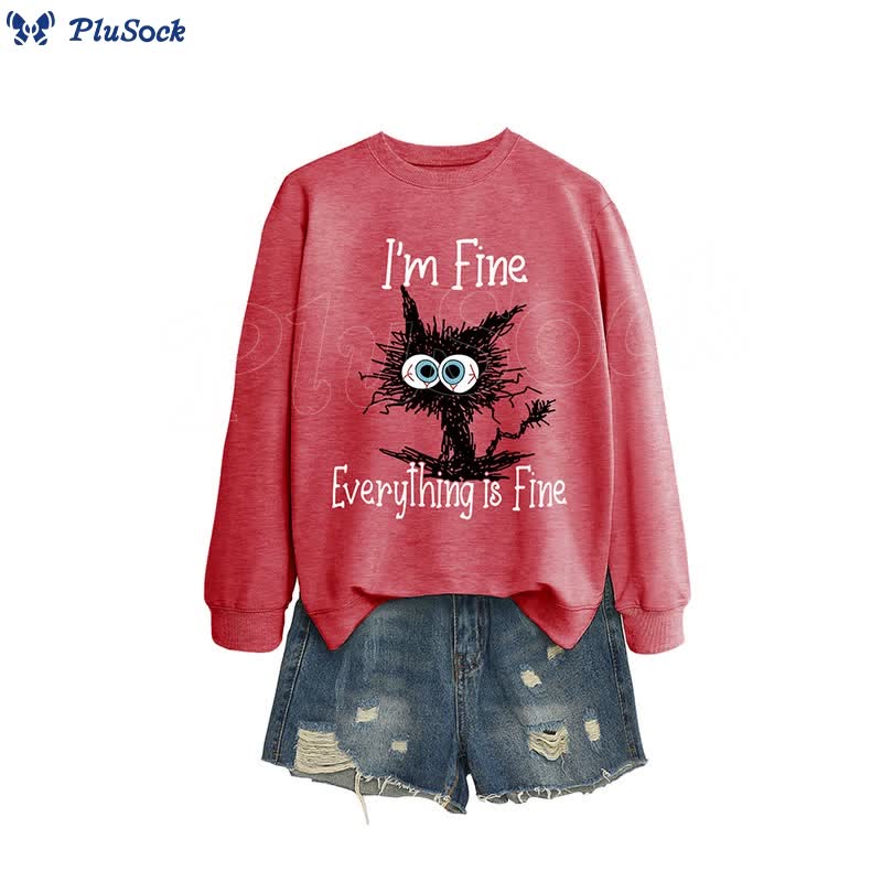 Plus Size Black Cat Sweatshirt