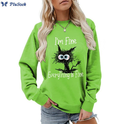 Plus Size Black Cat Sweatshirt