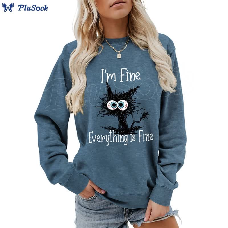 Plus Size Black Cat Sweatshirt