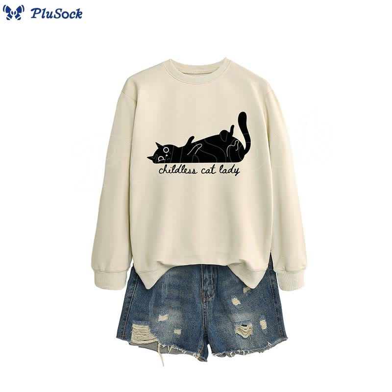 Plus Size Cute Cat Sweatshirt