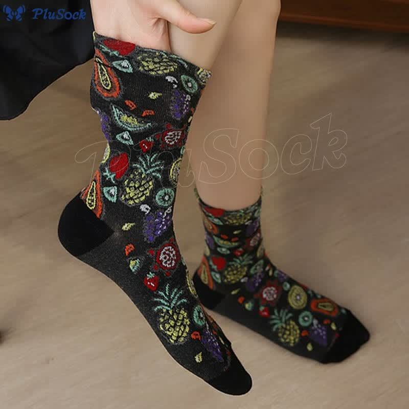 Fruit Print Quarter Socks(5 Pairs)