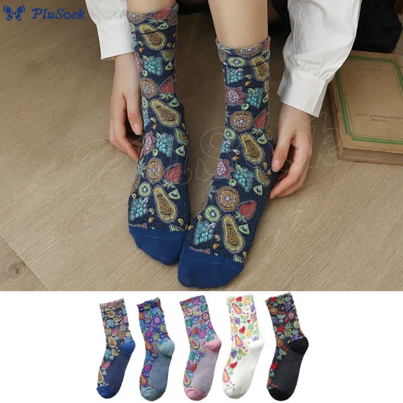 Fruit Print Quarter Socks(5 Pairs)