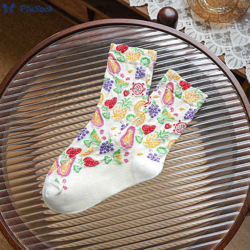 Fruit Print Quarter Socks(5 Pairs)