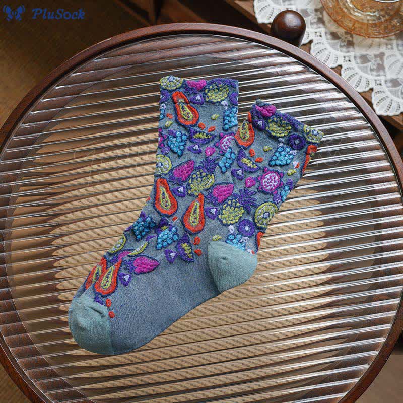 Fruit Print Quarter Socks(5 Pairs)