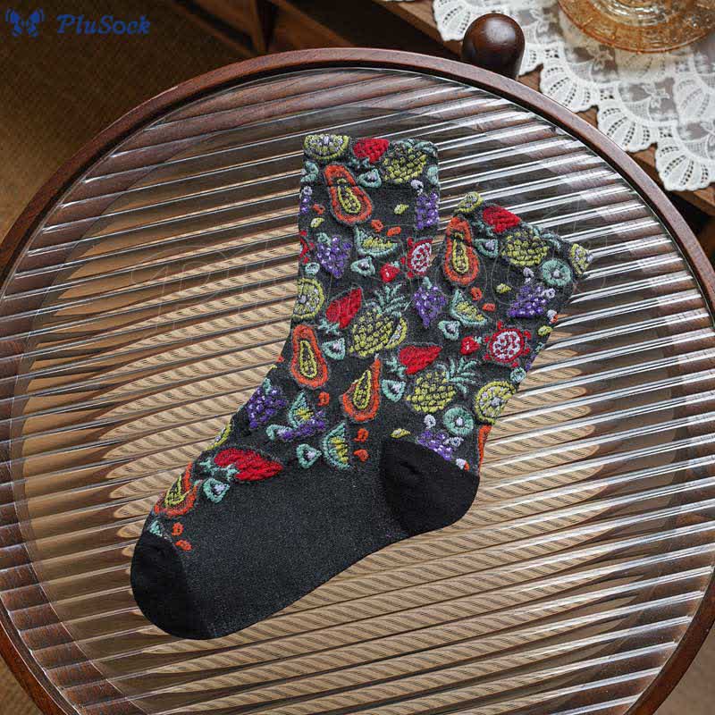 Fruit Print Quarter Socks(5 Pairs)