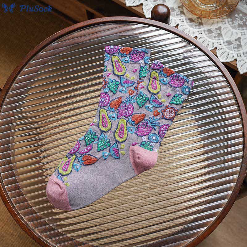 Fruit Print Quarter Socks(5 Pairs)