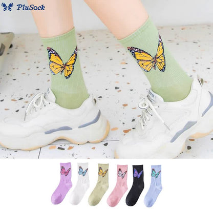 Butterfly Crew Socks(6 Pairs)