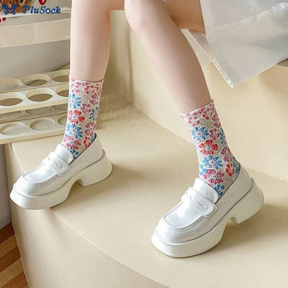 Retro Carving Flowers Quarter Socks(5 Pairs)