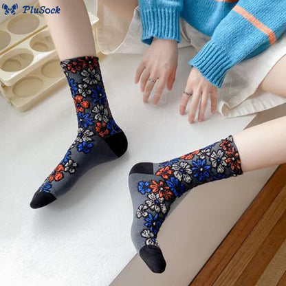 Retro Carving Flowers Quarter Socks(5 Pairs)