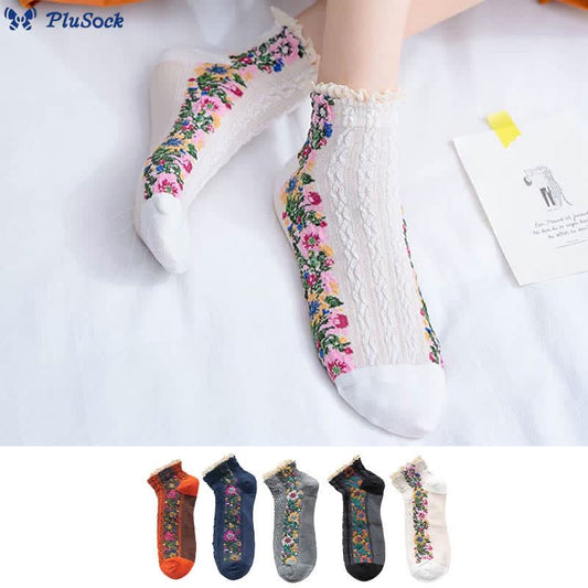 Vintage Lace Ankle Socks(5 Pairs)