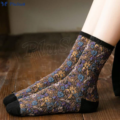 Plants Flowers Quarter Socks(5 Pairs)