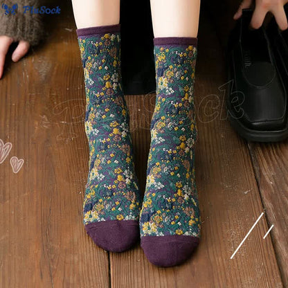 Plants Flowers Quarter Socks(5 Pairs)