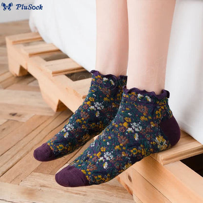 College Style Florals Ankle Socks(5 Pairs)