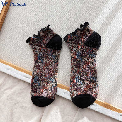 College Style Florals Ankle Socks(5 Pairs)