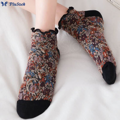 College Style Florals Ankle Socks(5 Pairs)