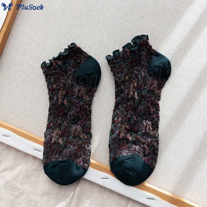 College Style Florals Ankle Socks(5 Pairs)