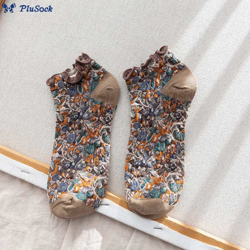 College Style Florals Ankle Socks(5 Pairs)