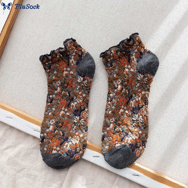 College Style Florals Ankle Socks(5 Pairs)