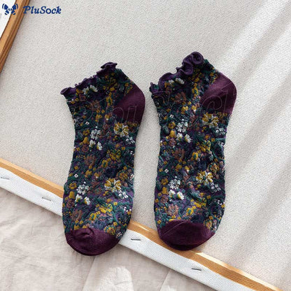 College Style Florals Ankle Socks(5 Pairs)