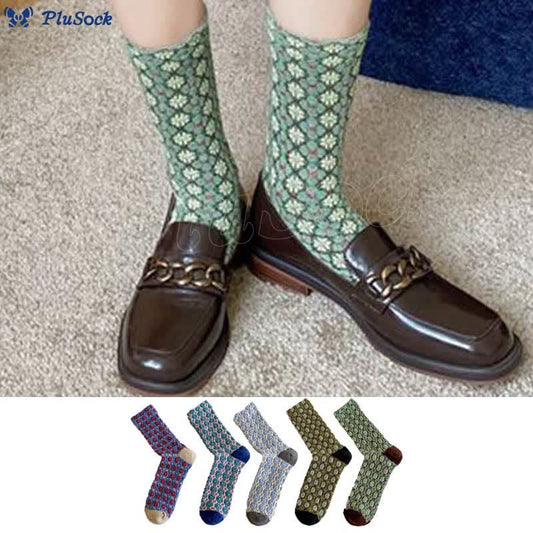 French Elegant Floral Quarter Socks(5 Pairs)