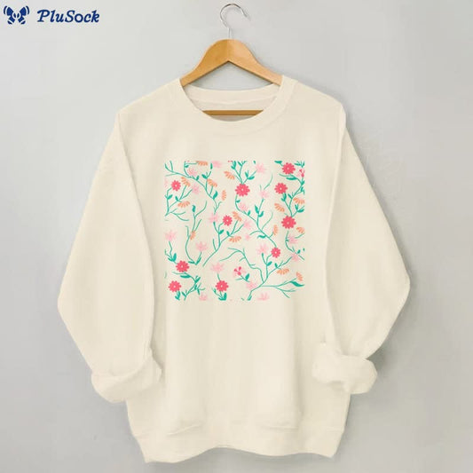 Plus Size Red Pink Flowers Sweatshirt