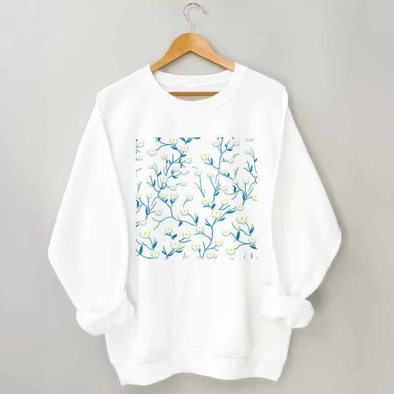 Plus Size White Daisy Sweatshirt