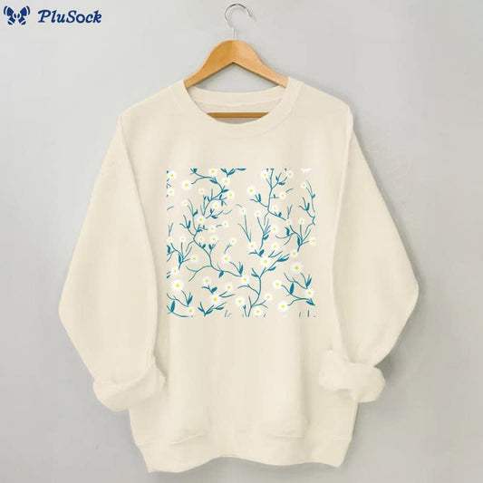 Plus Size White Daisy Sweatshirt