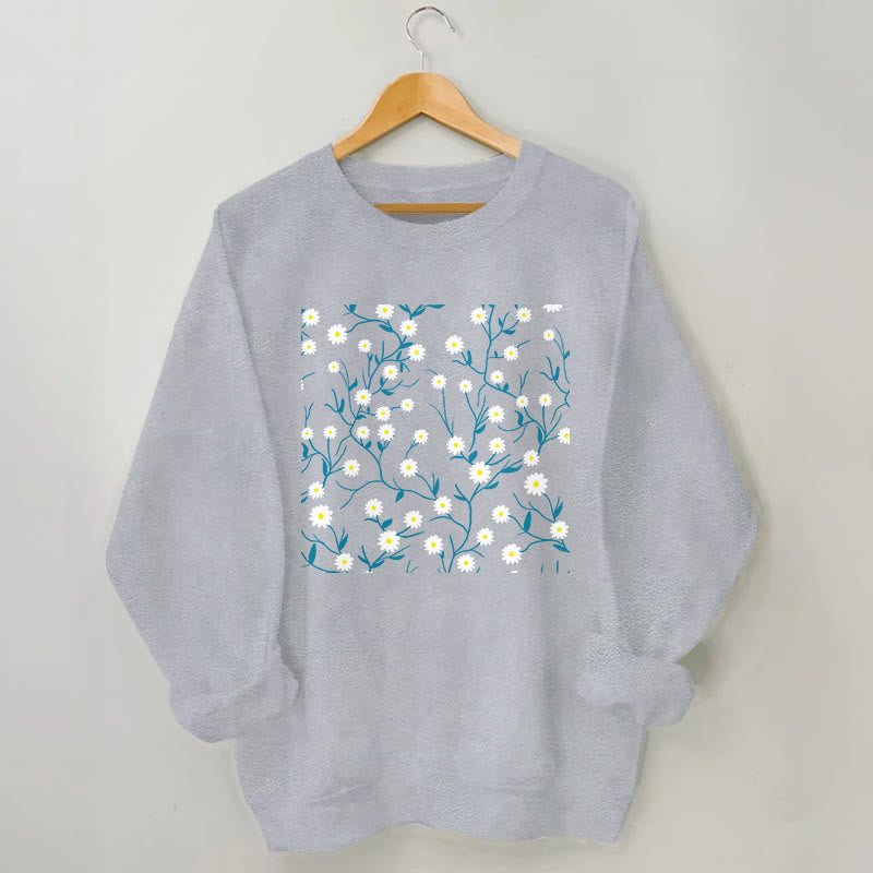 Plus Size White Daisy Sweatshirt