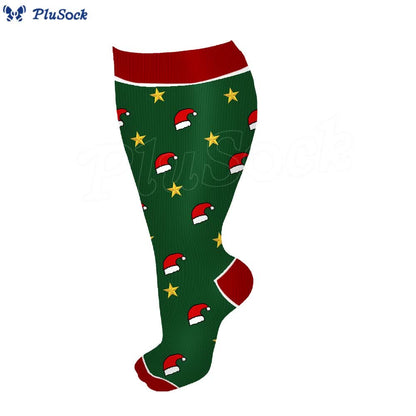 Plus Size Polka Dot Gingerbread Man Compression Socks