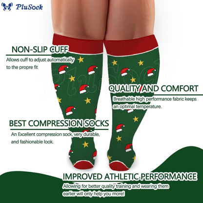 Plus Size Polka Dot Gingerbread Man Compression Socks